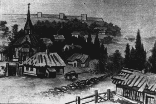 Ставропольская станица с видом на крепость. Конец 18 века.